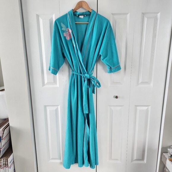 Vandemere Vintage Blue Floral Tie Front Robe - Picture 1 of 12